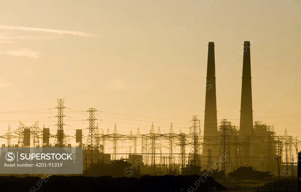Power plant and powerlines, Moss Landing, Monterey Bay, California