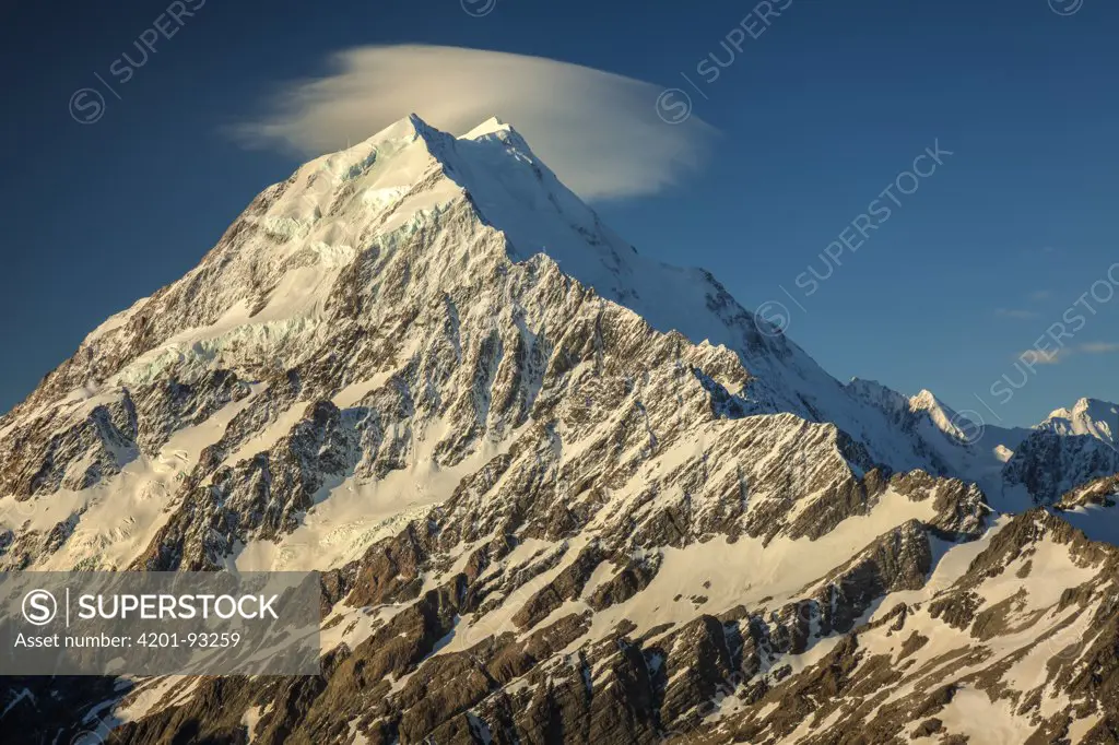 South face of Mount Cook seen from summit of Mount Kinsey, Mount Cook National Park, Canterbury, New Zealand