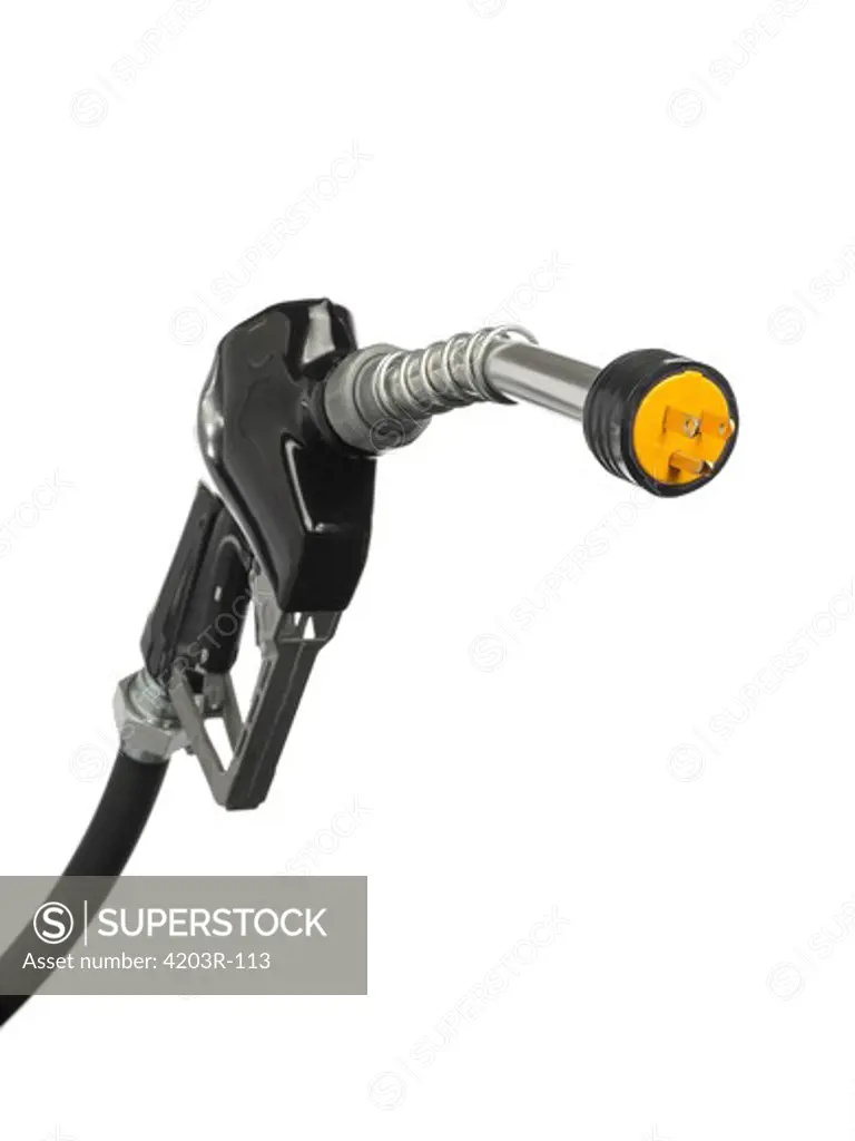 Gas pump nozzle with electric connector on the end cutout