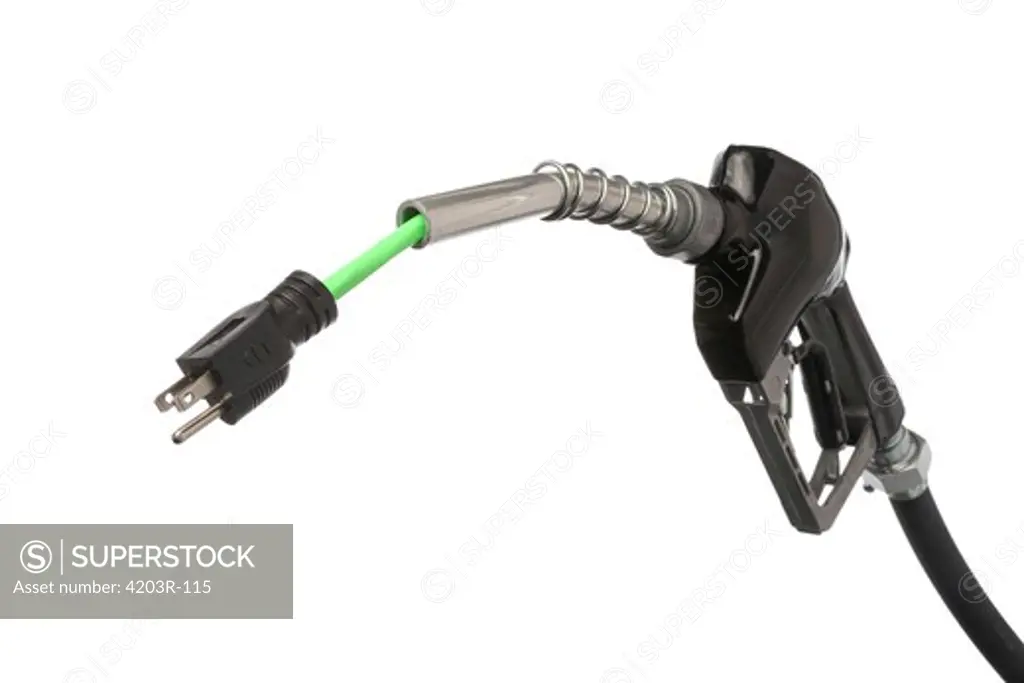 Gas pump nozzle with electric connector on the end cutout