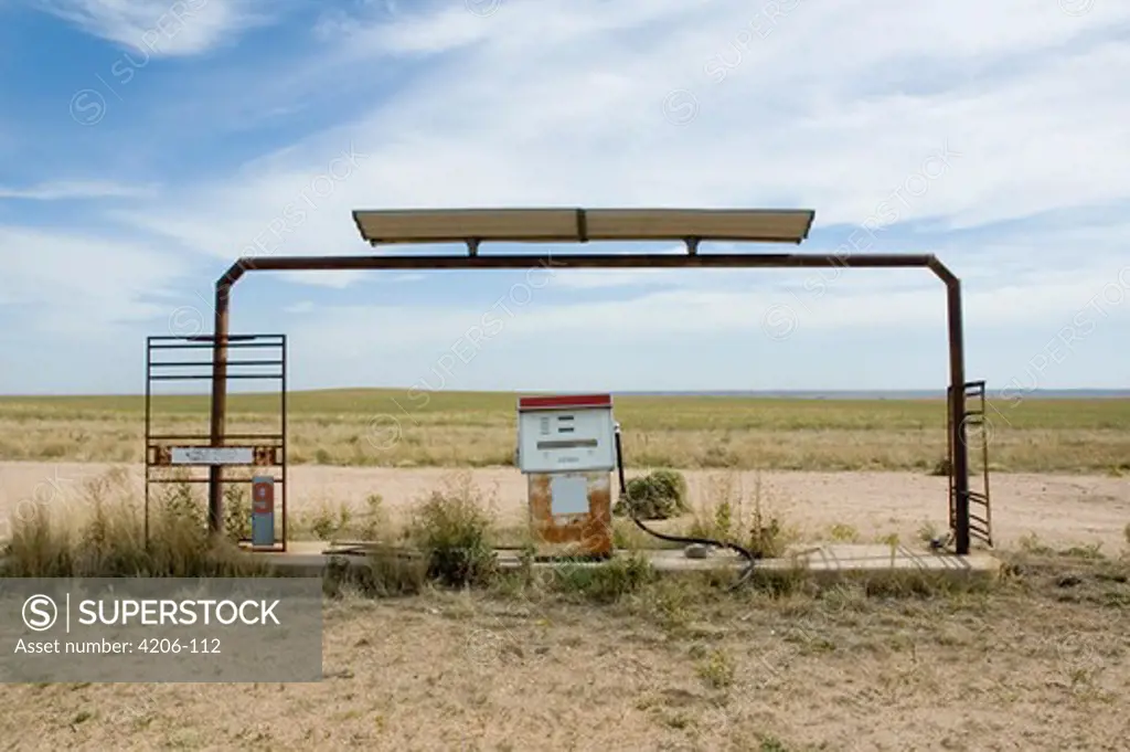 Abandoned gas pump, Big Springs, Deuel County, Nebraska, USA