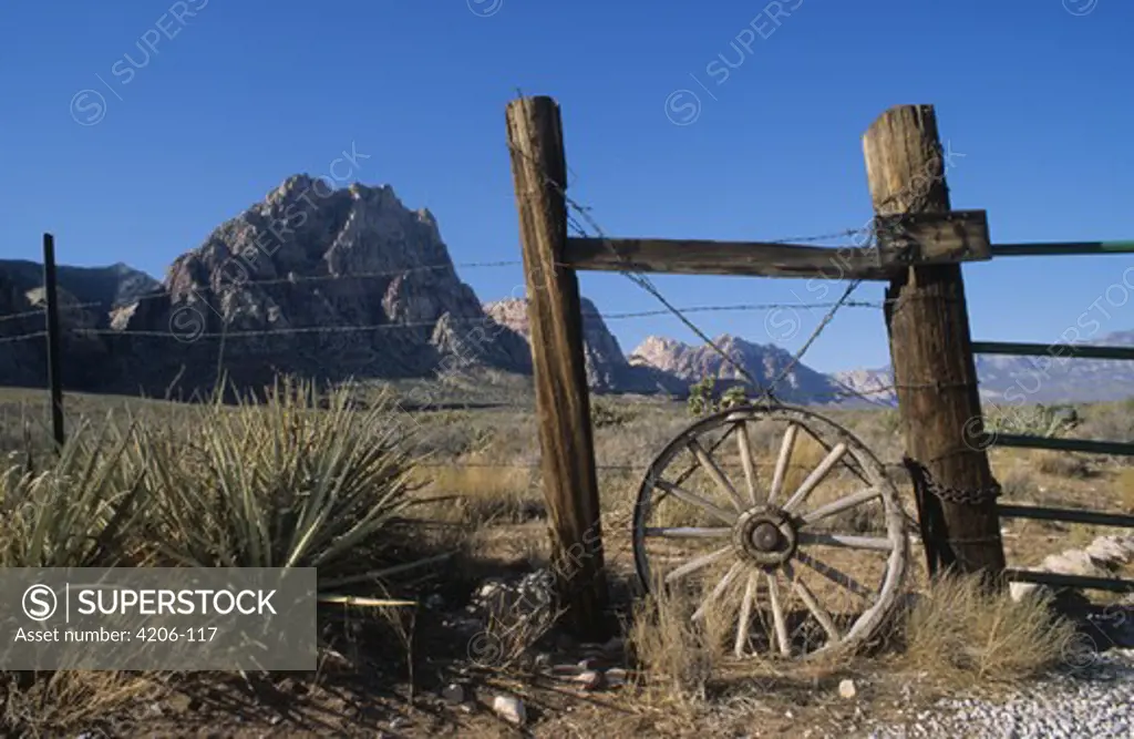 Fence in a field, Nevada, USA