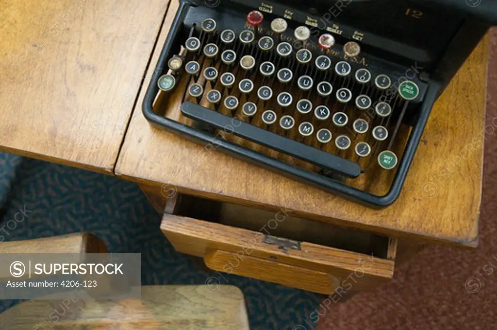 Typewriter on a desk, St. Mary, Sainte Genevieve County, Missouri, USA