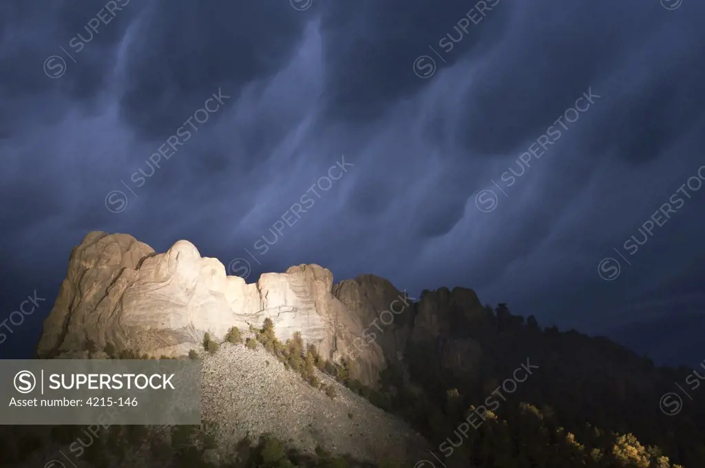 Storm clouds over a monument, Mt Rushmore National Monument, South Dakota, USA
