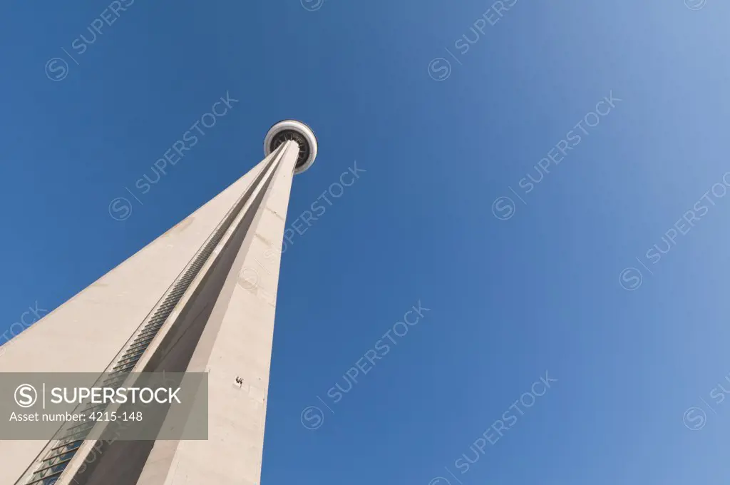 Low angle view of a communications tower, CN Tower, Toronto, Ontario, Canada