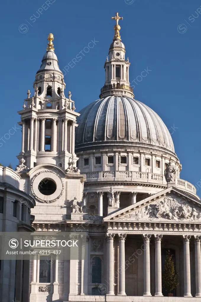 West Entrance of the cathedral, St. Paul's Cathedral, City Of London, London, England