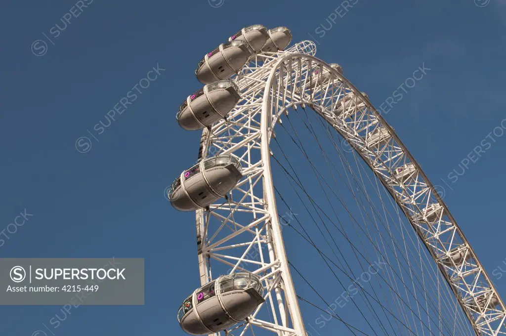 Low angle view of a ferris wheel, Millennium Wheel, London, England