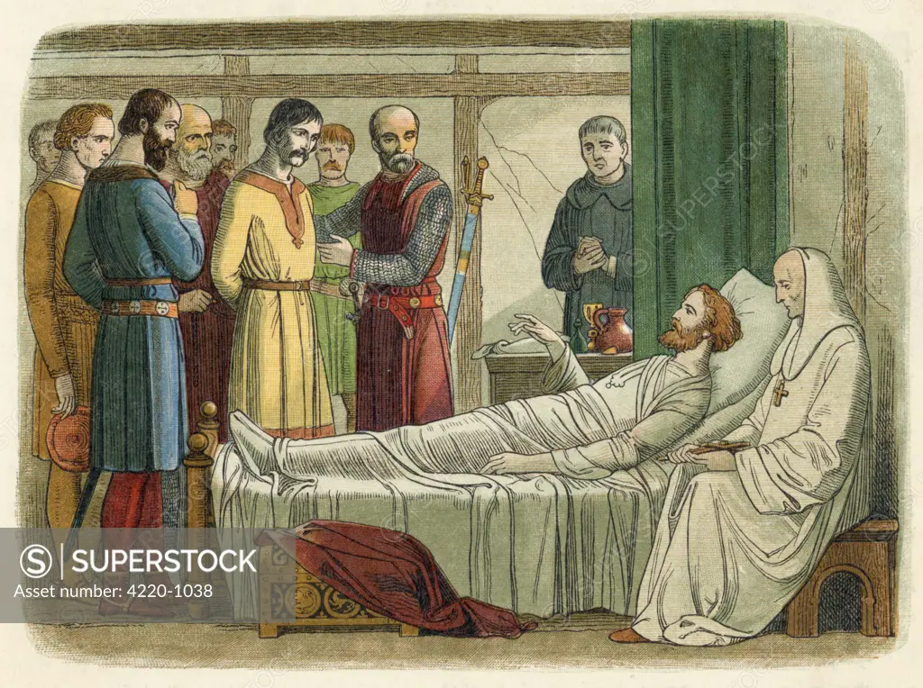 Richard I while lying on his deathbed forgives his slayer  who is brought before him
