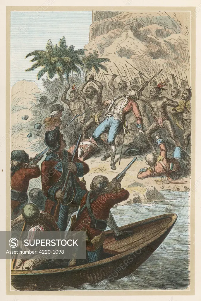 Captain Cook is killed in Hawaii (Sandwich Islands)  during a quarrel over a stolen  boat.