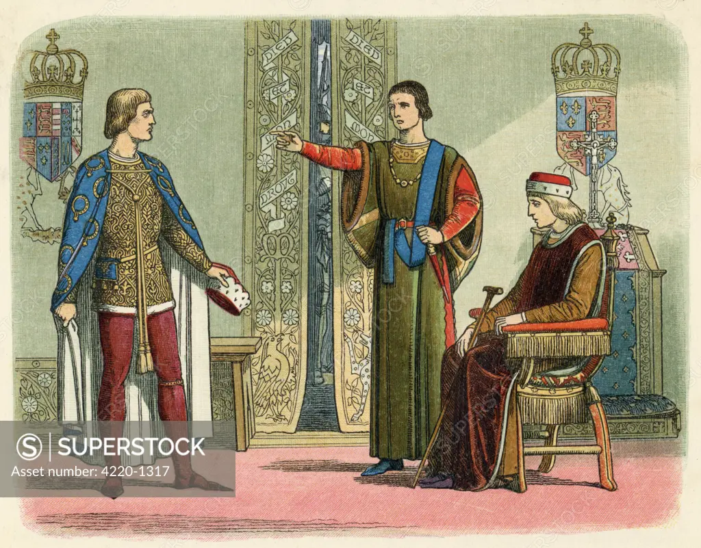 Henry VI with Richard, the  duke of York, heir apparent to  the English crown and Somerset