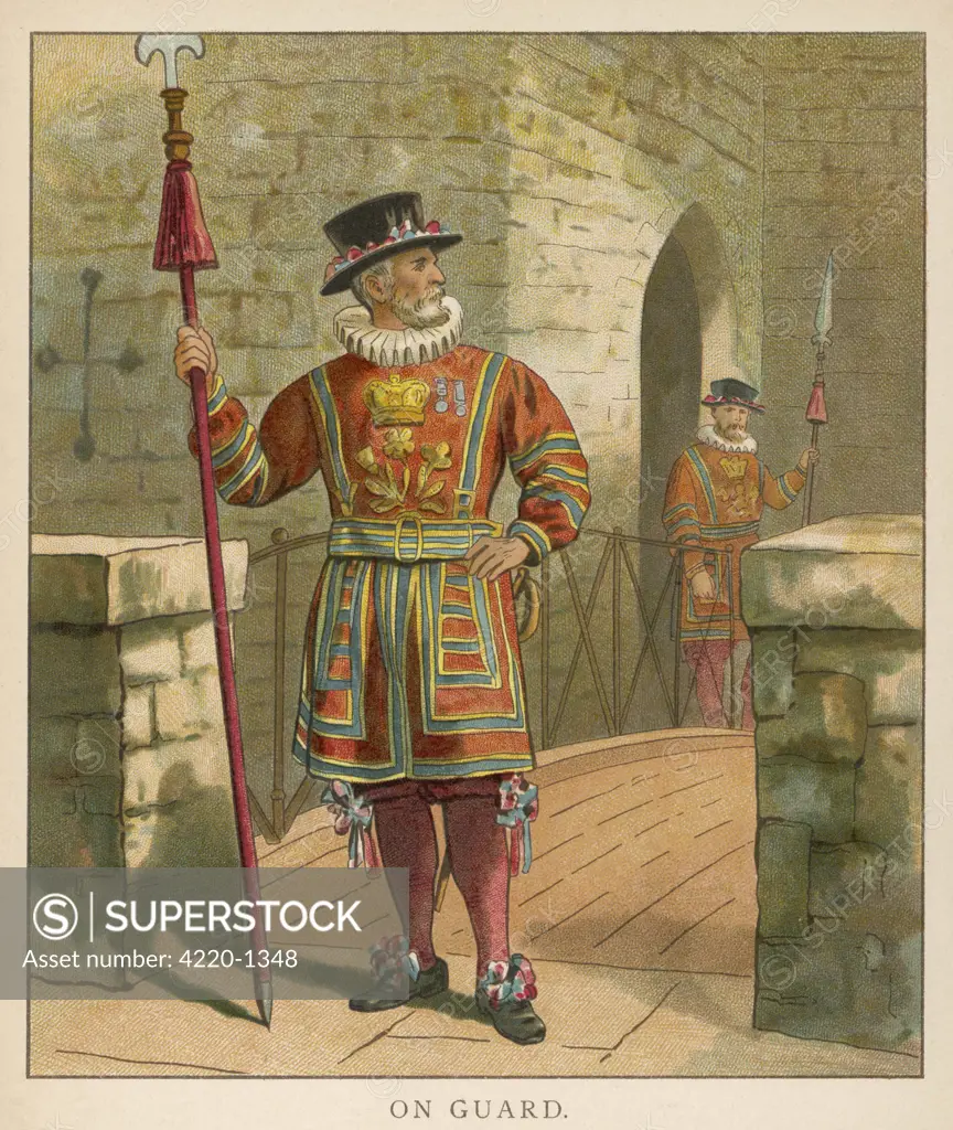 A Yeoman of the Guard on  guard.