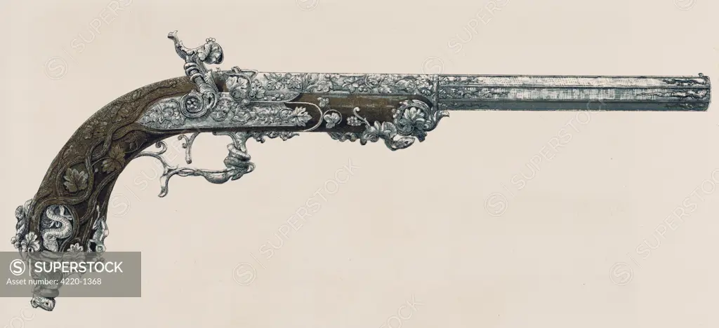 Decorative pistol by  Lepage Mautier, Paris