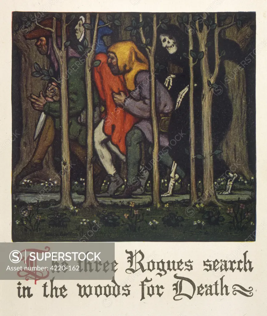 The three rogues search in the  woods for death        Date: First published: circa 1387