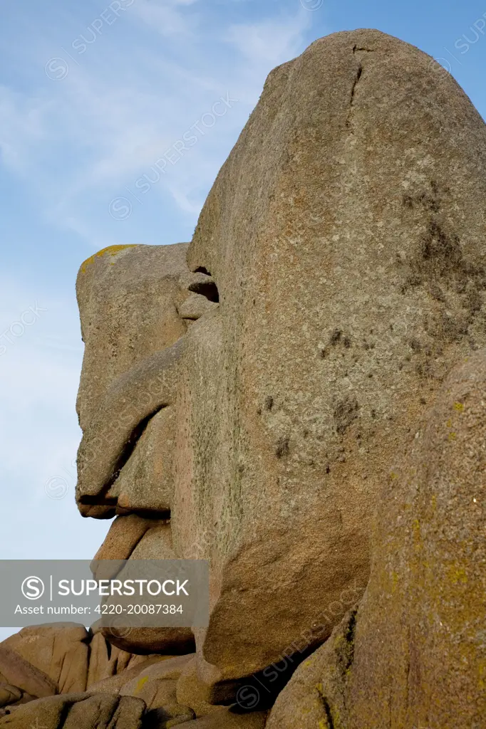 Face in rock, Ploumanach, Brittany, France 