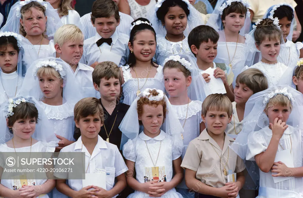 Children on the day of their First communion . Darwin, Northern Territory, Australia.