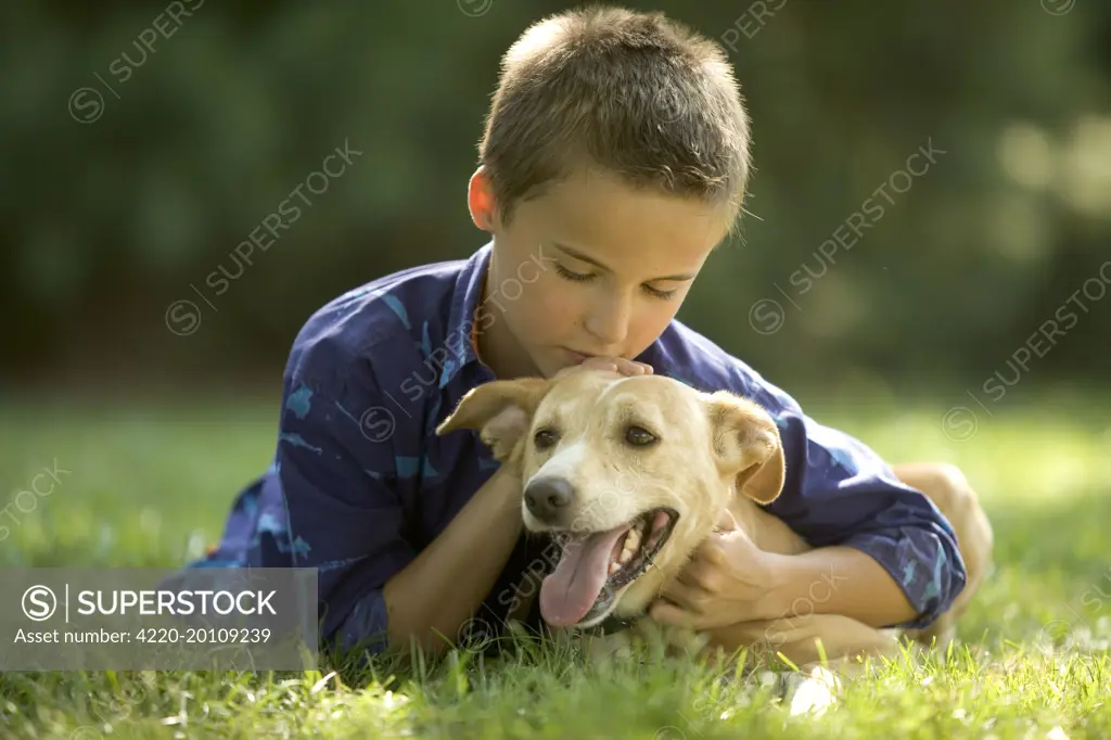 Dog - mongrel with young boy 