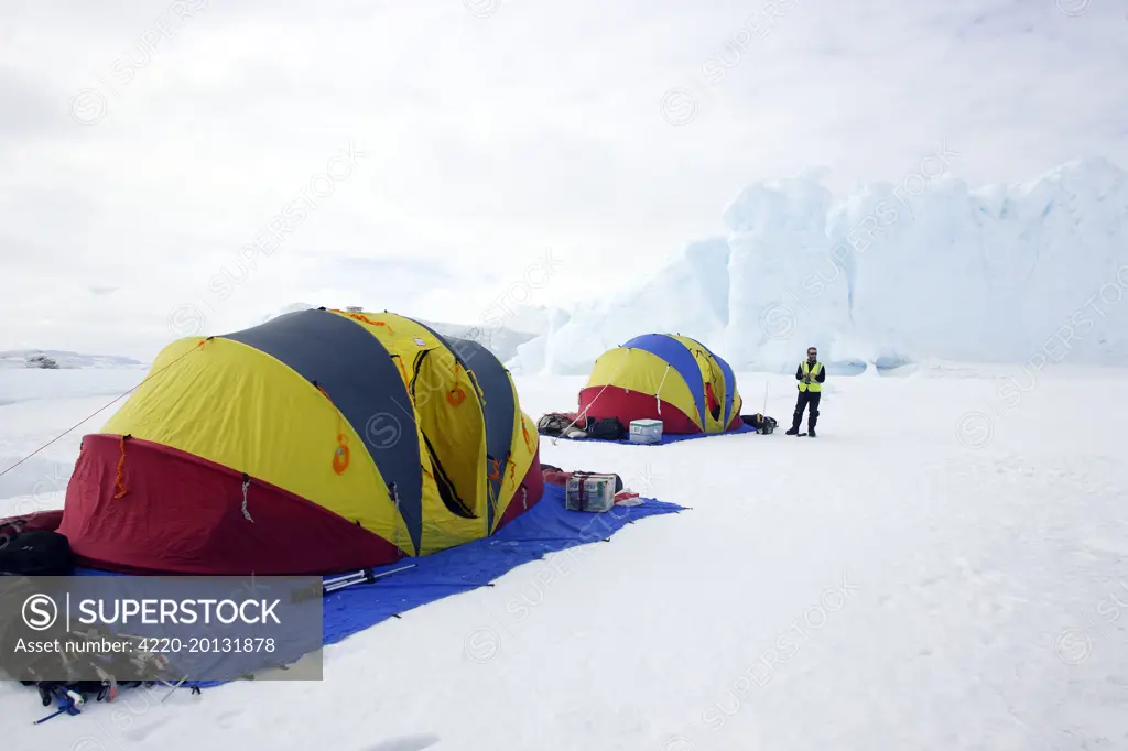 Tourist tents. Snow Hill Island - Antarctic Pennisular.