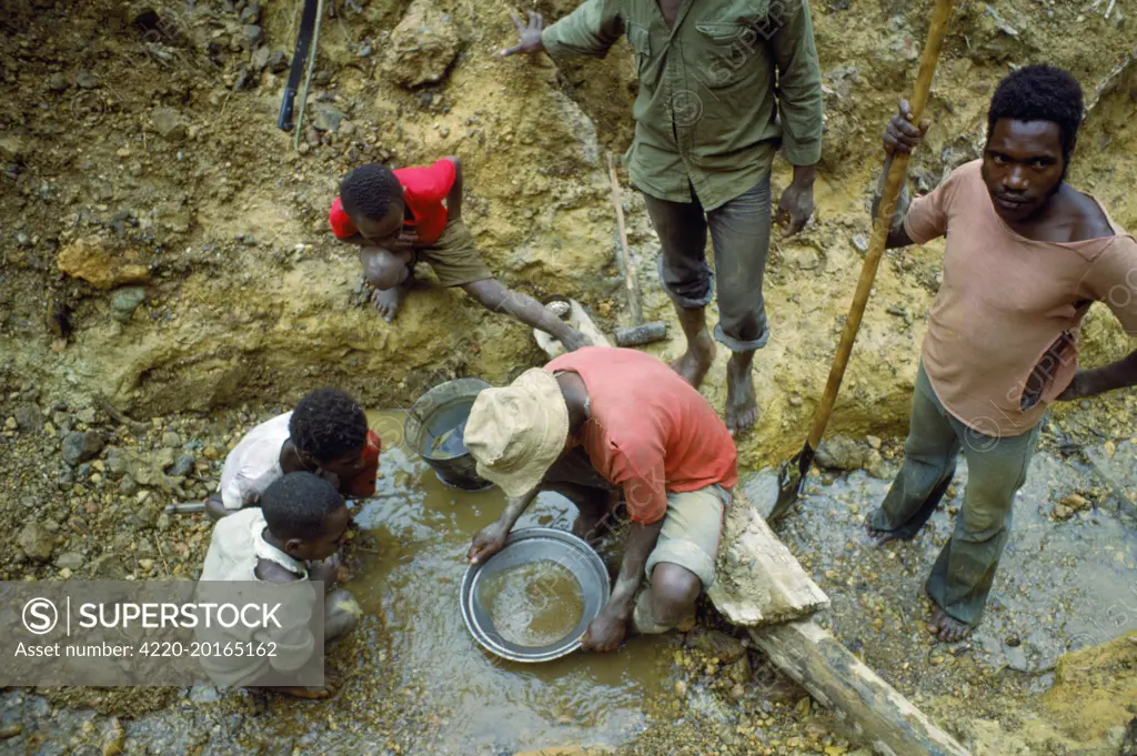 Panning for Gold. Papua New Guinea.