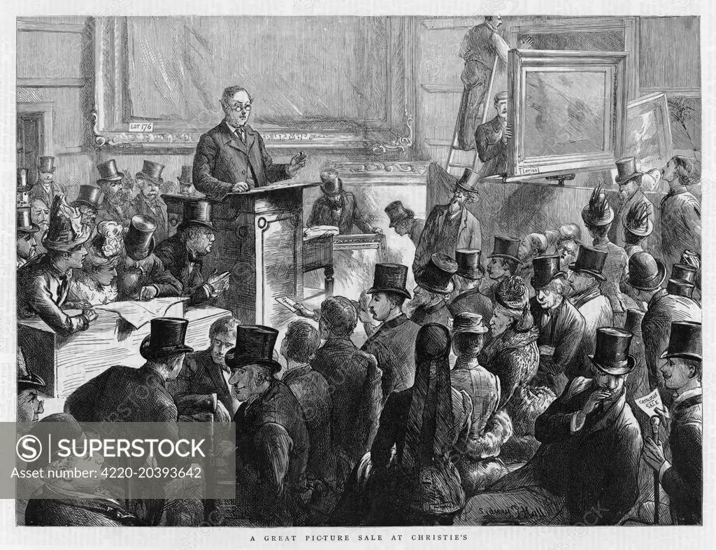 A picture auction at Christie's, London      1887