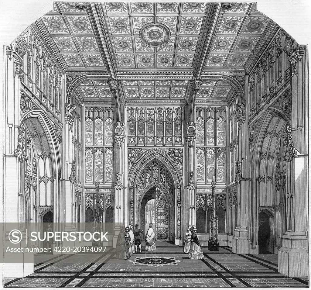Interior of the House of Lords: the Peers' Lobby.  1847