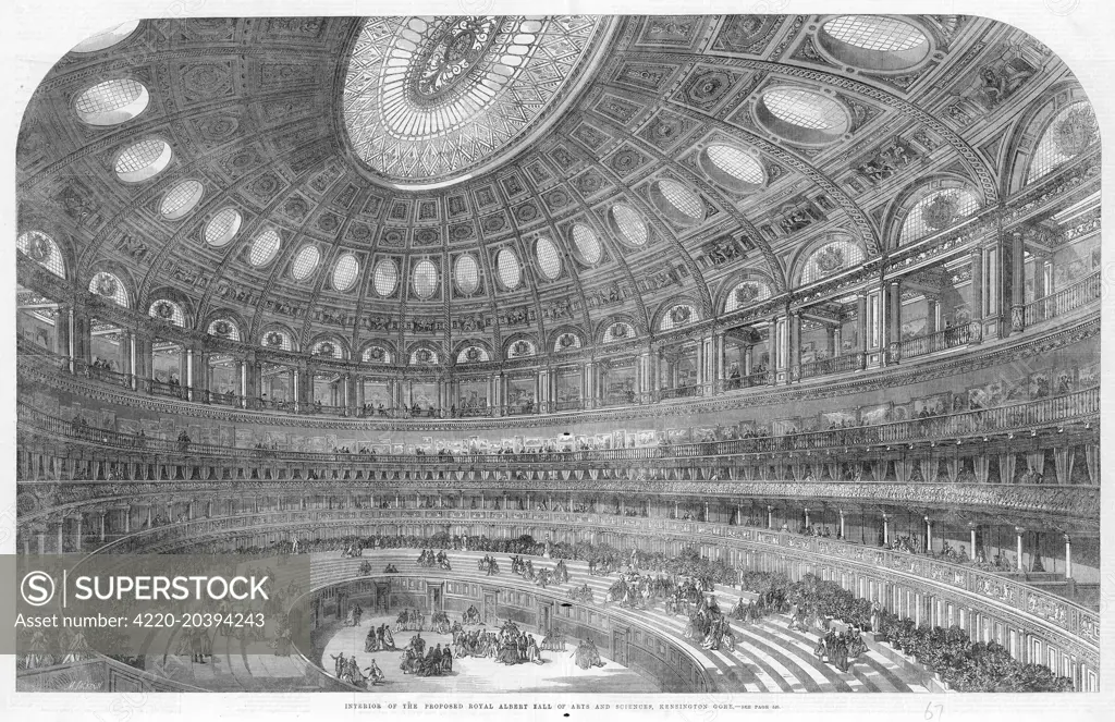 The interior of the proposed  Royal Albert Hall of arts and  sciences, Kensington Gore        Date: 1867
