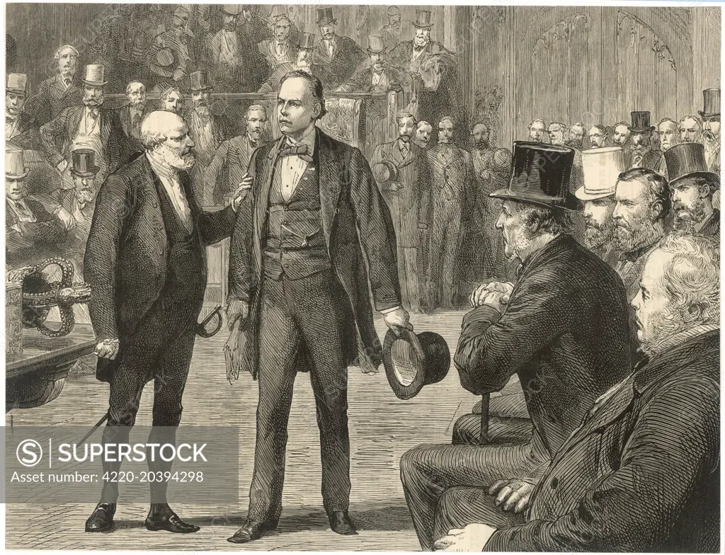 CHARLES BRADLAUGH  Statesman and reformer expelled from the Commons for  refusing to take the oath of  allegiance, 1880     Date: 1833 - 1891