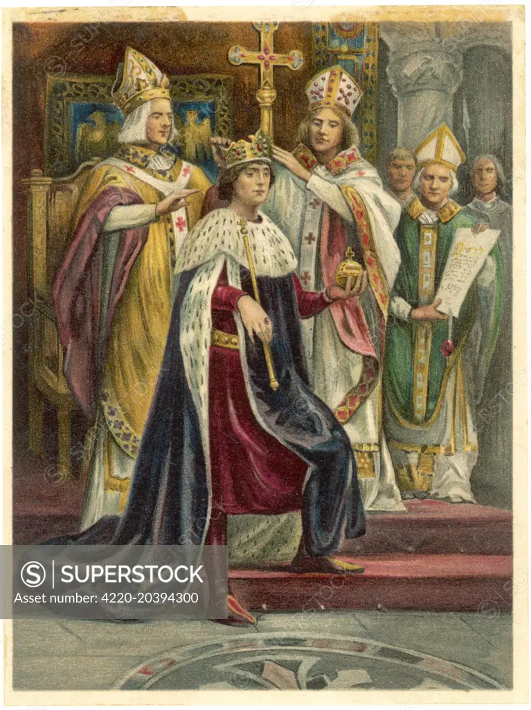 EDWARD I crowned at  Westminster by Robert  Kilwardby, Archbishop of  Canterbury       Date: 19 August 1274