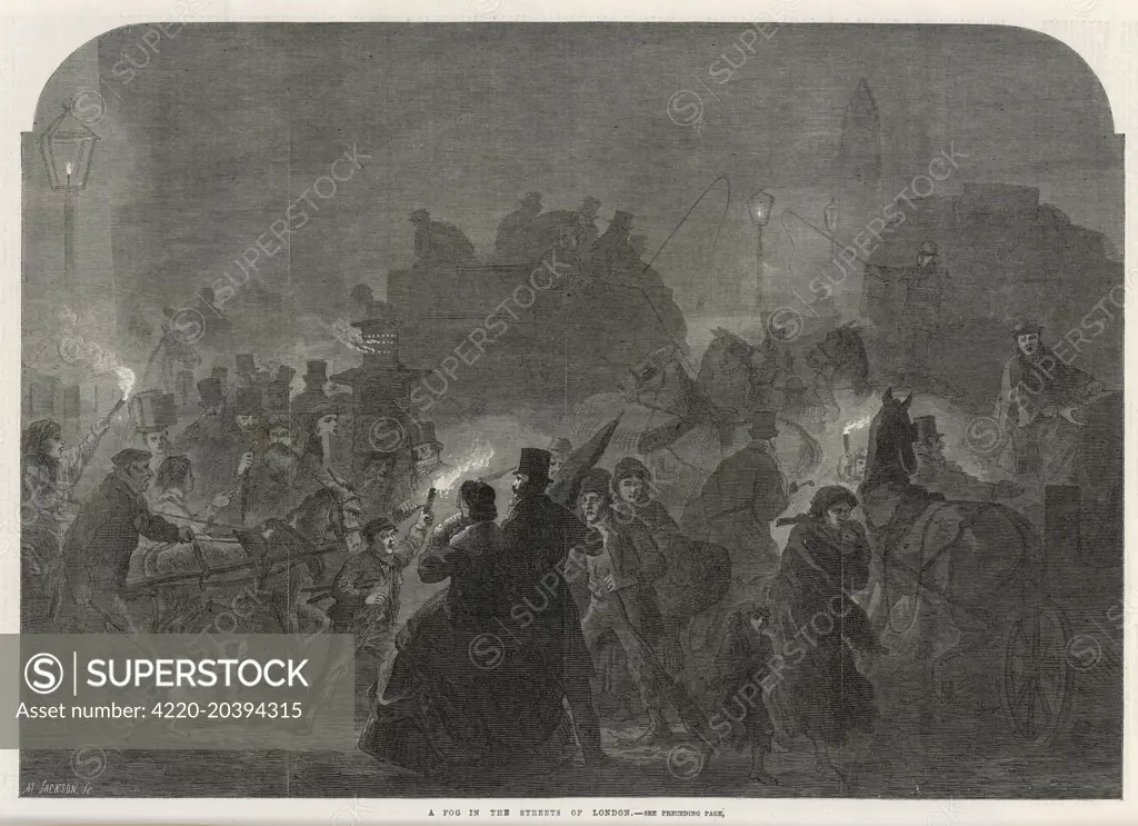 A foggy night in a London  street         Date: 1867