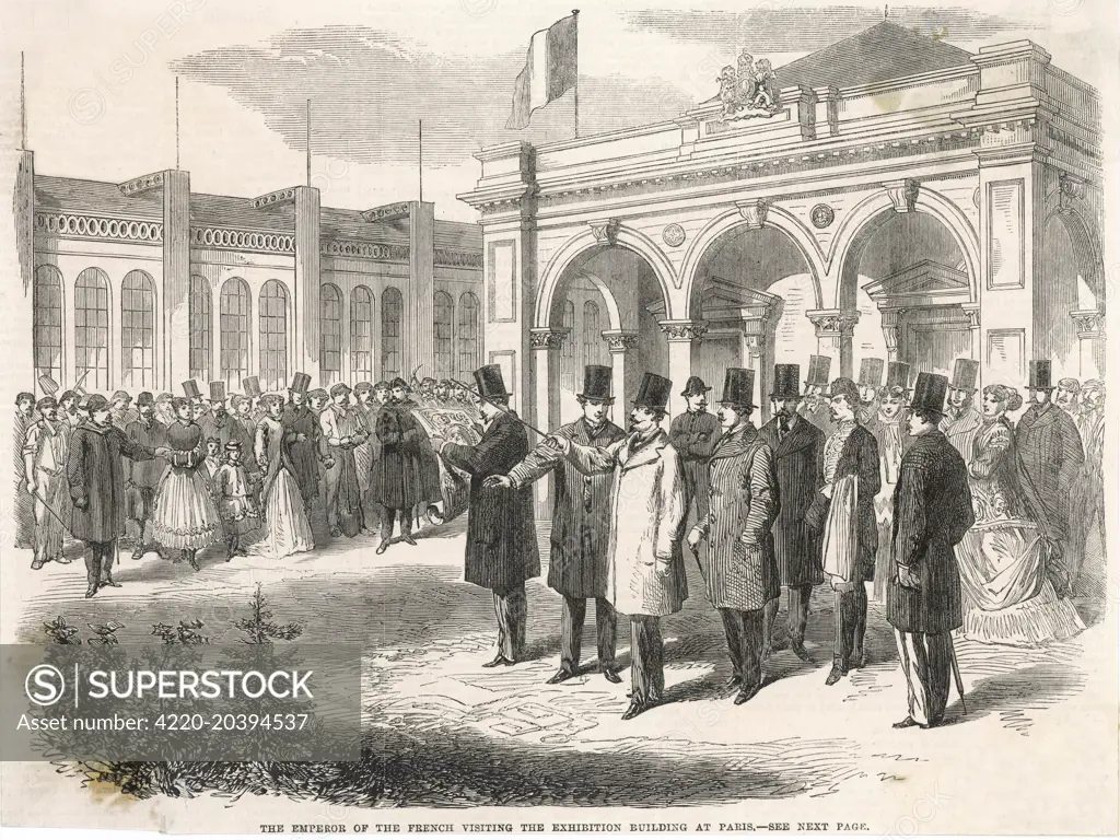 The Universal Exhibition of  1867, Paris Emperor Napoleon III visits  the Exhibits       Date: 1867