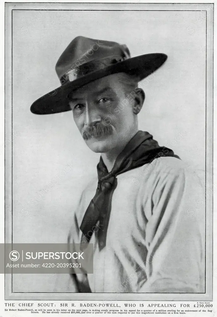 LORD ROBERT STEPHENSON SMYTH  BADEN-POWELL  English army officer  and founder of the   Scout Movement     Date: 1857 - 1941