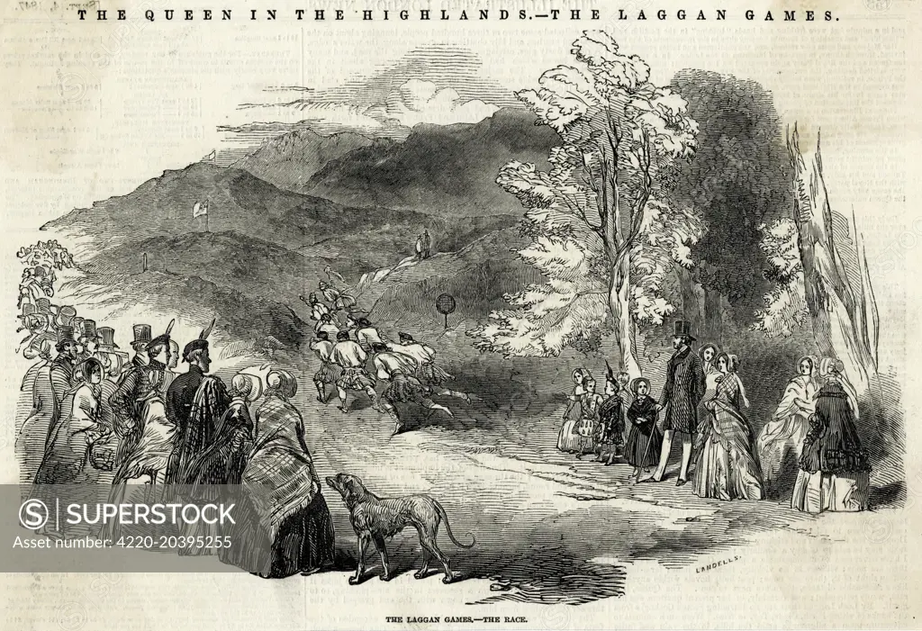 Victoria and Albert in the  Scottish Highlands: watching the race in the Laggan Games        Date: 1847