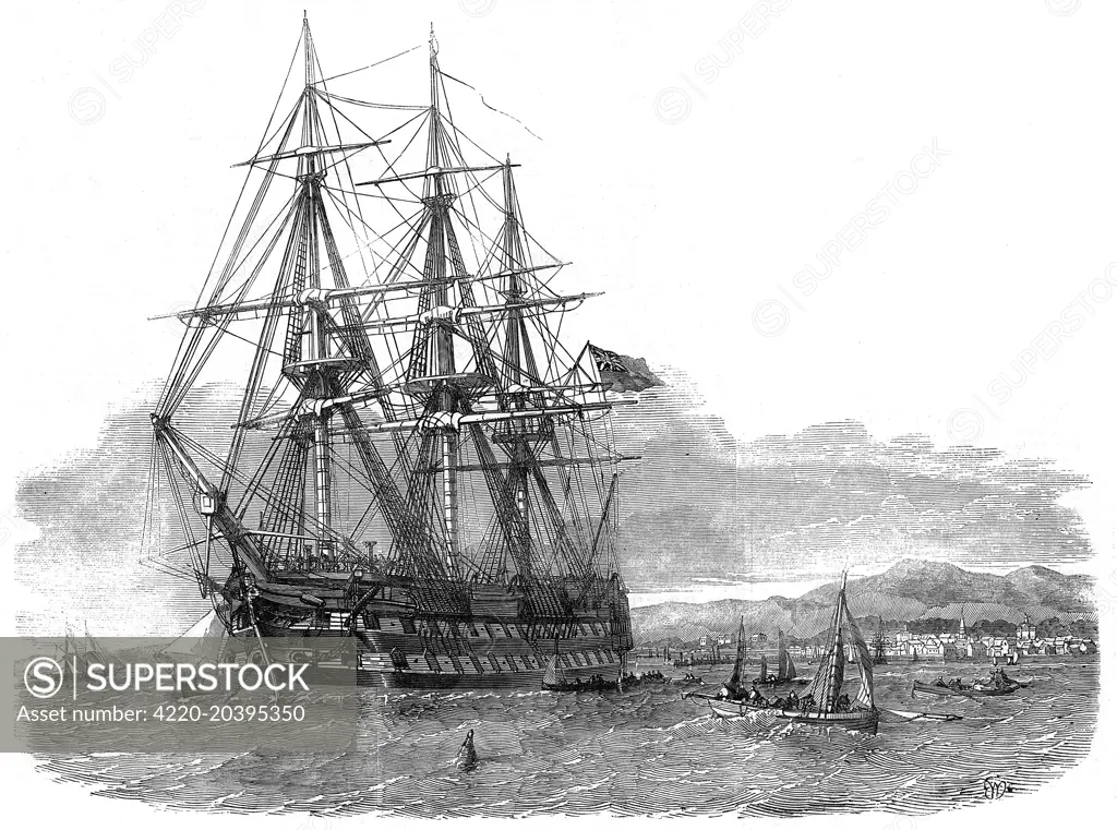 Emigration from The Isle of  Skye - 'The Hercules' in the  harbour of Campbelton.        Date: 1853