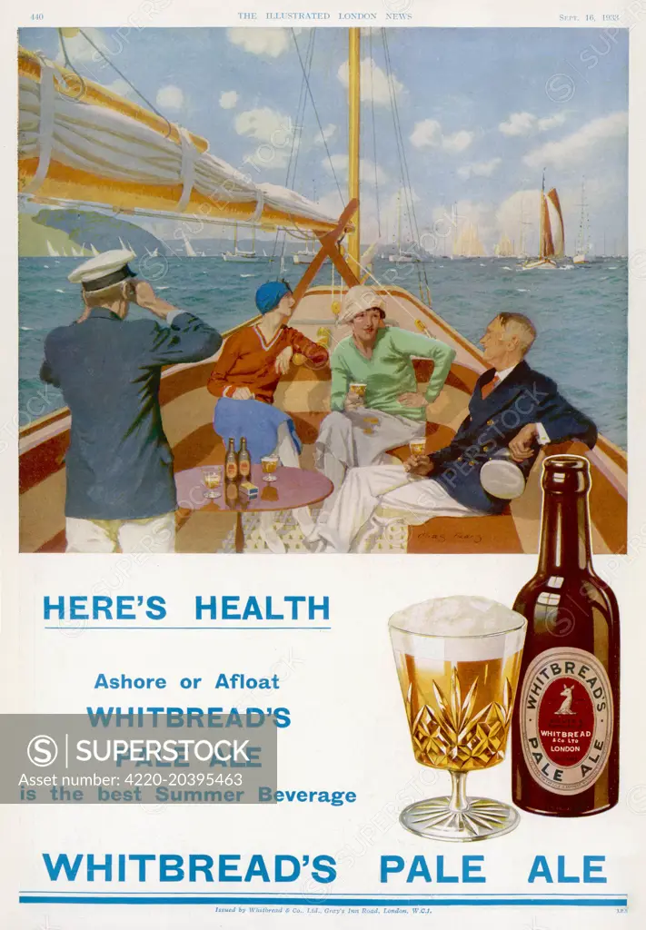 WHITBREAD'S PALE ALE  ashore or afloat, the best summer beverage       Date: 1933