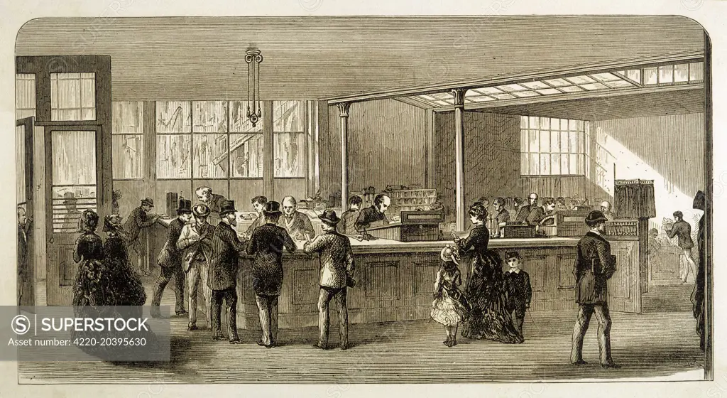 The interior of Child's Bank,  Fleet Street, London         Date: 1878