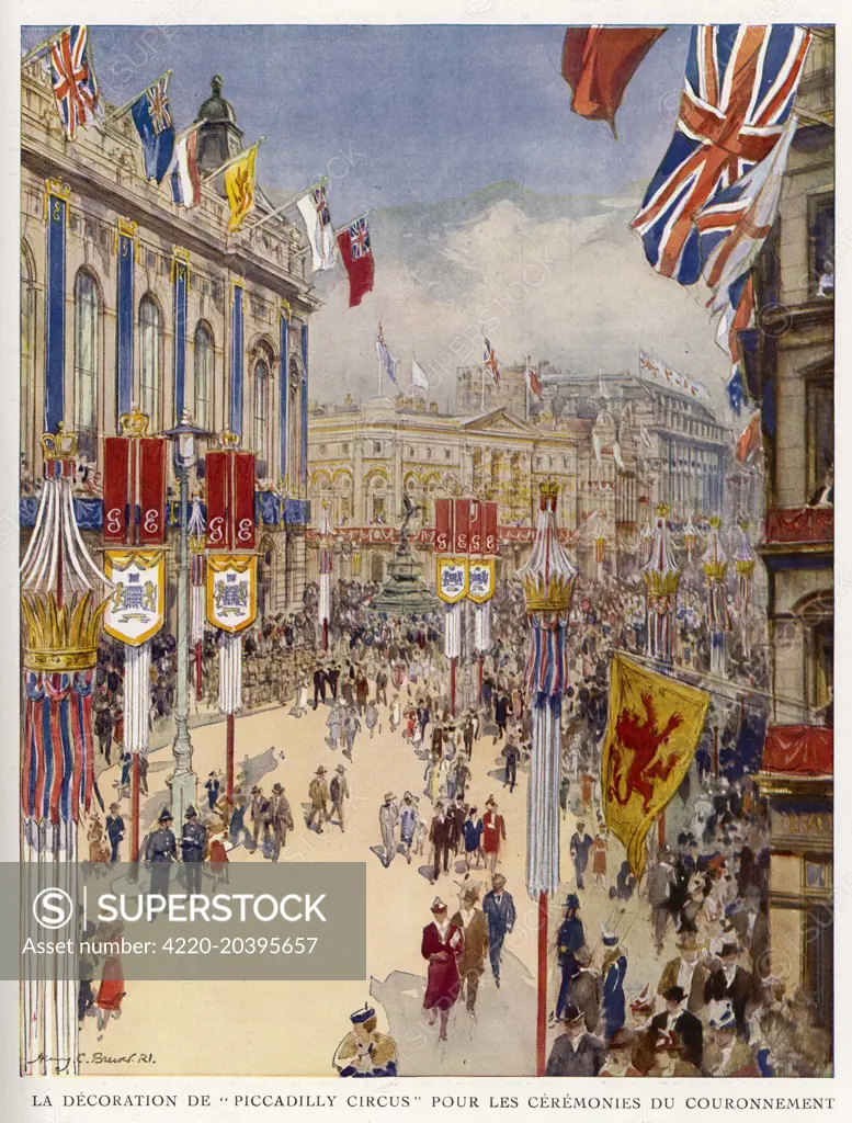  Piccadilly decorated for the Coronation of George VI        Date: 1937