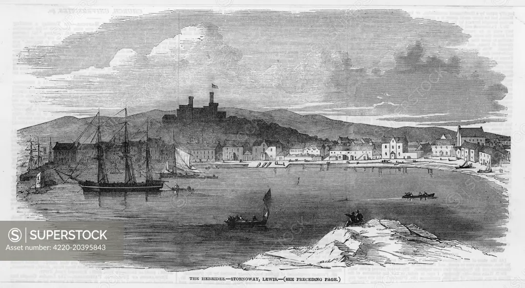  Lewism (Stornoway) showing the  castle &amp; harbour.        Date: circa 1853