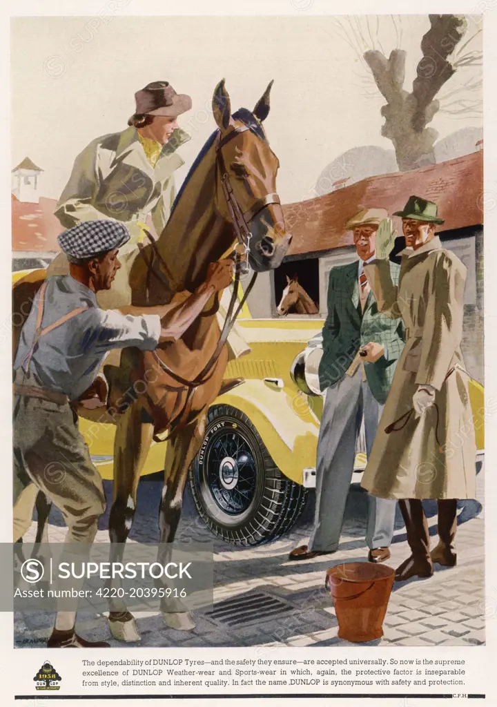 Country gentry with horse and car     1938