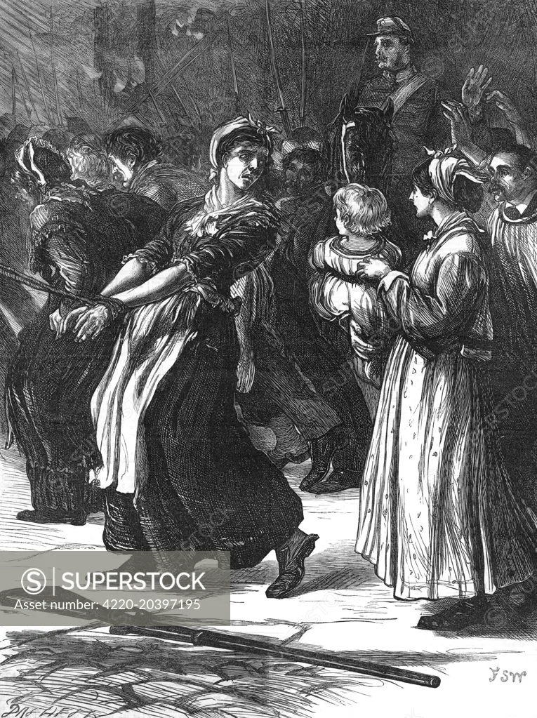'The last of the commune' - a  'petroleuse' says goodbye to  her children as she is led  away, probably to be shot.       Date: 1871