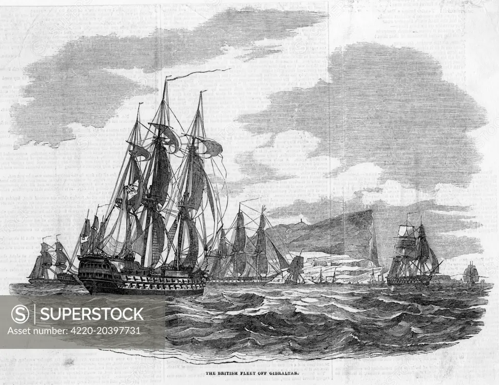 The British fleet off  Gibraltar.         Date: 1844