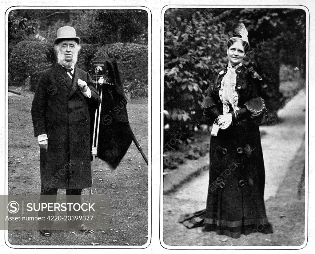 Sir Benjamin and Lady Stone. Benjamin Stone was a Conservative MP for East Birmingham between 1895-1909. He was known for his keen interest in photography and was appointed offical photographer in Westminster Abbey for King George's Coronation. During his years in parliament he became the 'unoffical' House of Commons photographer, producing over his lifetime, 30,000 photographic plates.     Date: 1914