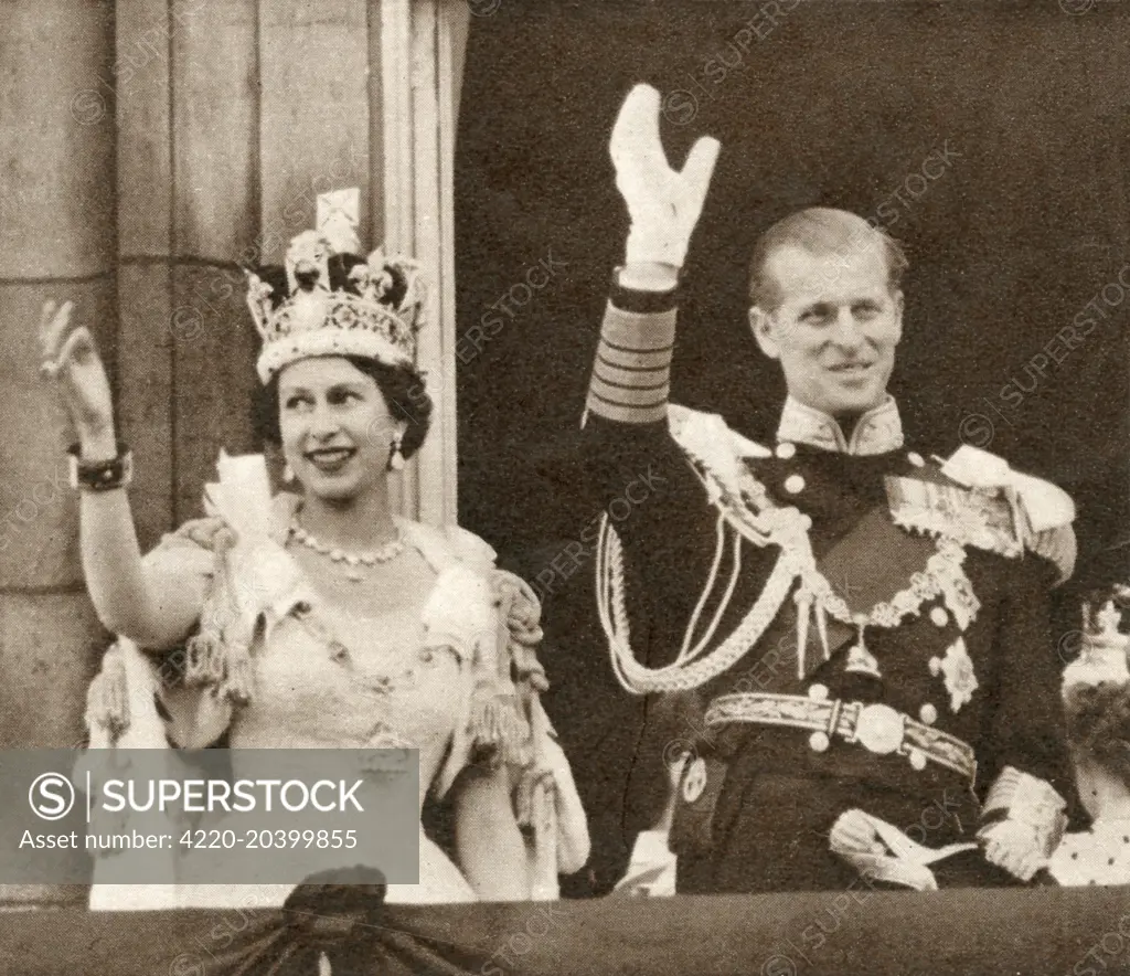Elizabeth II, daughter of George VI was proclaimed queen in 1953.  Her coronation was the first major royal event to be televised.     Date: 1953