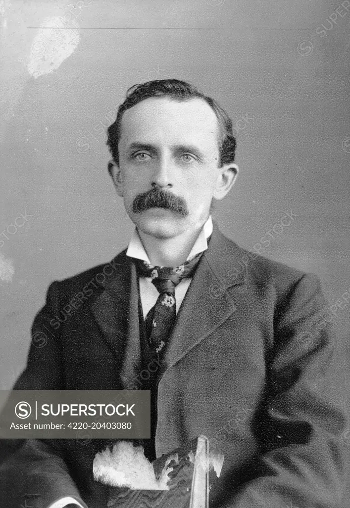 Photographic portrait of Sir James Matthew Barrie (1860-1937), the Scottish novelist and dramatist, pictured c.1900.     Date: 1900