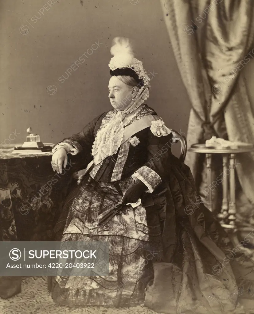Queen Victoria (1819 - 1901) of Great Britain and Ireland and Empress of India, pictured in 1887, probably on the Isle of Wight.  1887