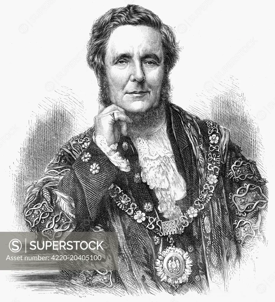 Engraved portrait of the Right Hon. Sir Sydney Waterlow, the Lord Mayor of London, pictured in 1872.     Date: 9 November 1872