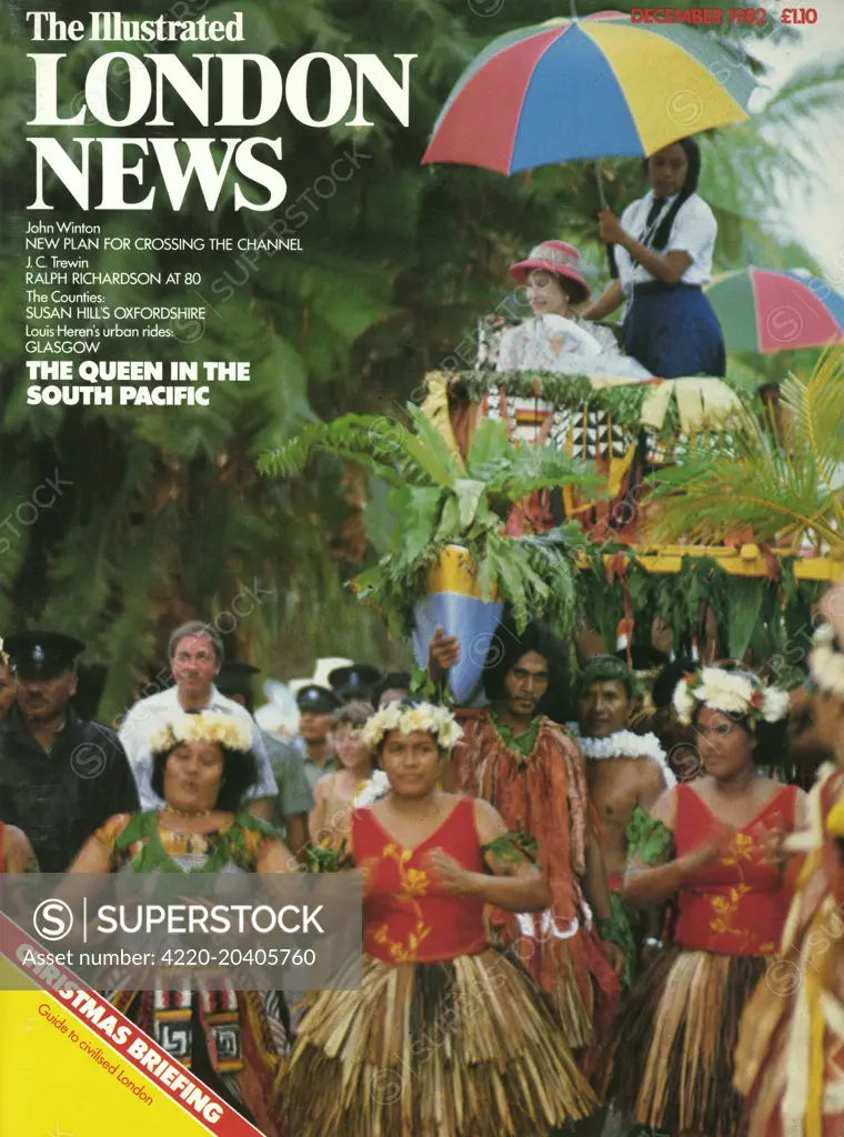 A front cover of Queen Elizabeth II in the South Pacific.     Date: 01/12/1982