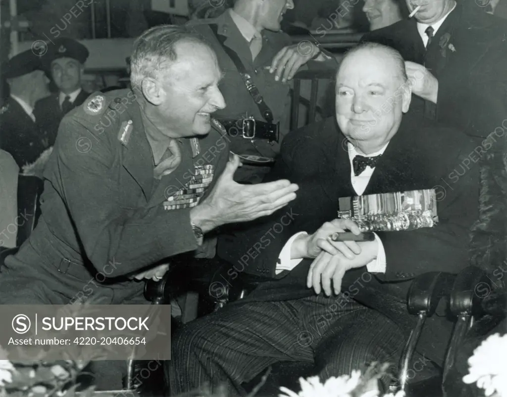 Field Marshall Montgomery and Winston Churchill at the Alamein Reunion  20th October 1950