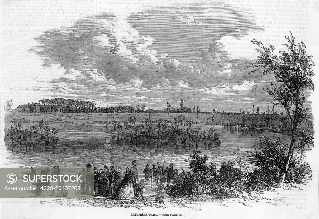 The lake in Battersea Park          Date: circa 1850