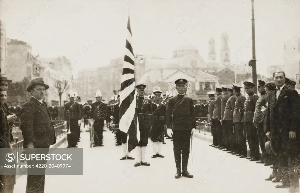 Constantinople - Japanese troops being reviewed by Ataturk.  early 1930s
