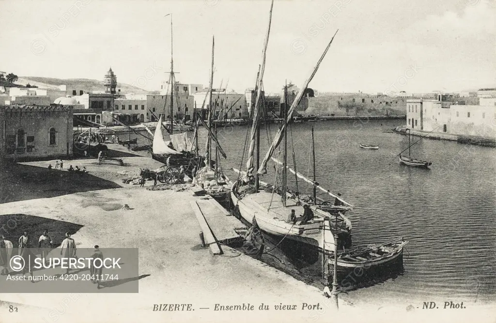 The Old Port at Bizerte, Tunisia.     Date: circa 1910s