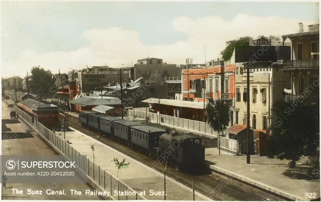 Suez Canal - The Railway Station at Suez     Date: 1910s